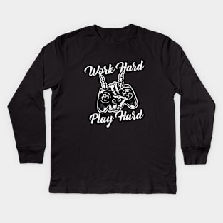 Work Hard Play Hard Kids Long Sleeve T-Shirt